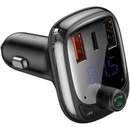 FM Трансмиттер BASEUS T-Typed MP3 PPS Quick Charger 2USB/1Type-C/36W/BT5.0 Black